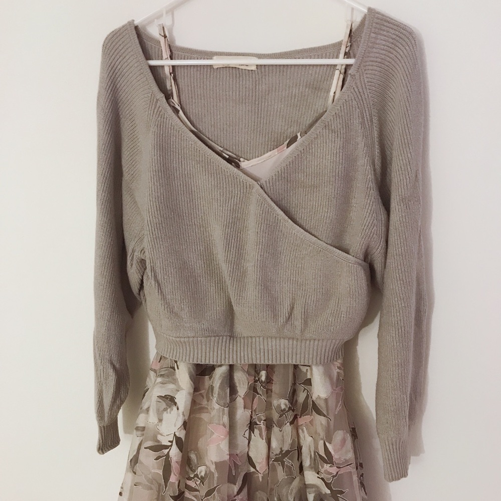 Sweater and floral dress 2-piece set